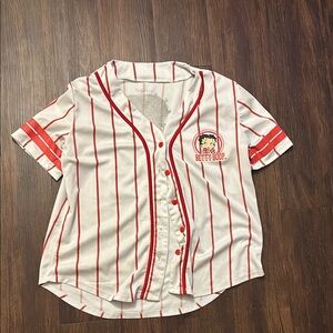 Betty Boop Women Striped Shirt - Red and White